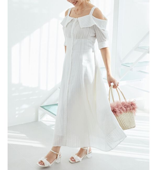  「オフショルシャツワンピース」|ワンピース|