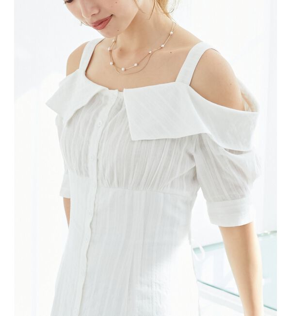  「オフショルシャツワンピース」|ワンピース|