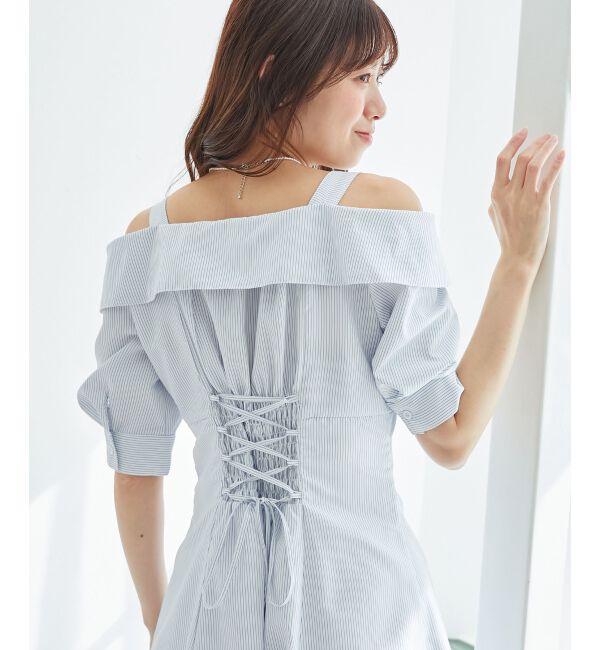  「オフショルシャツワンピース」|ワンピース|