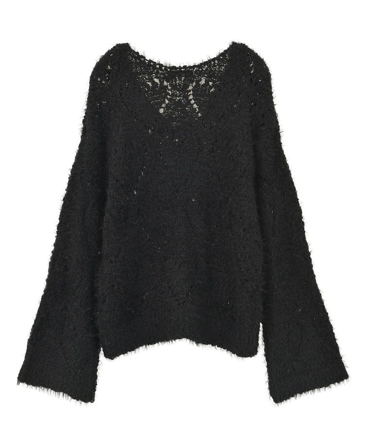 earth music&ecology「シャギーミックス透かしハート柄ニット」|ニット・セーター|