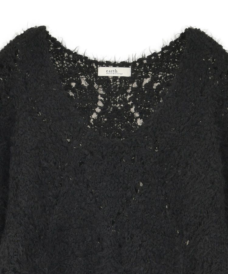 earth music&ecology「シャギーミックス透かしハート柄ニット」|ニット・セーター|
