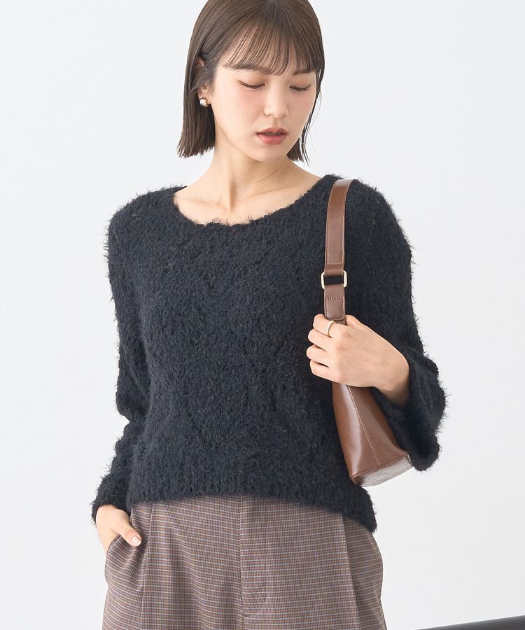 earth music&ecology「シャギーミックス透かしハート柄ニット」|ニット・セーター|