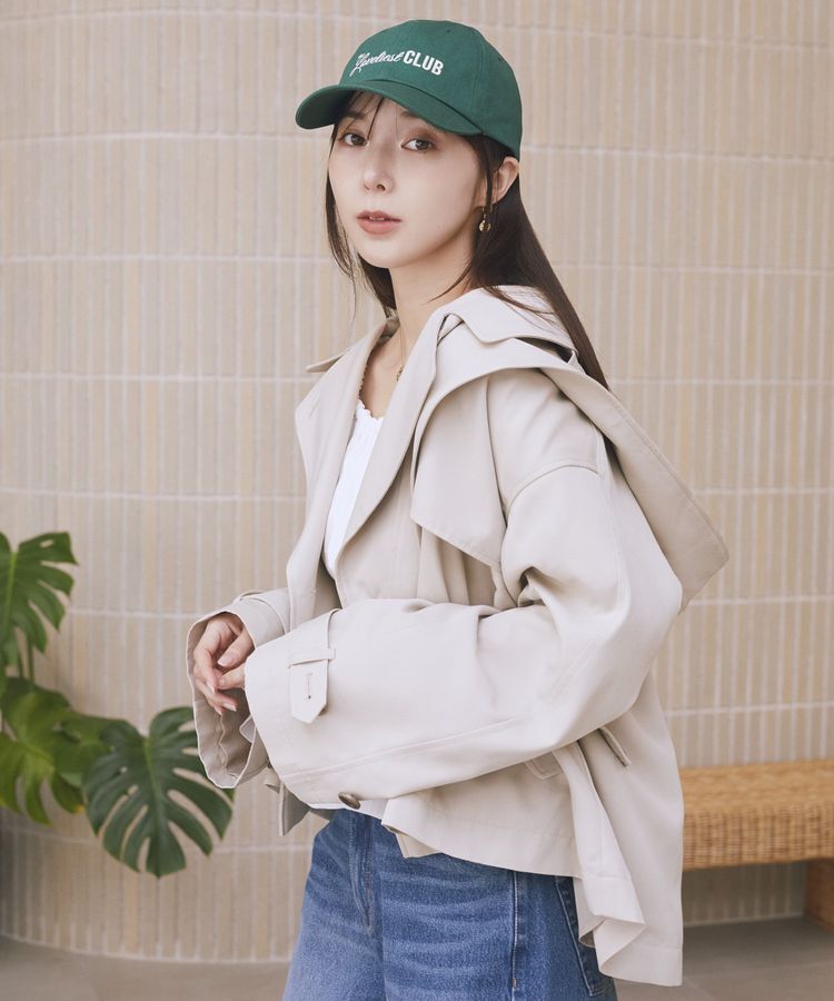 earth music&ecology「【撥水・イージーケア】2WAYフードショートフレアトレンチ」|トレンチコート|