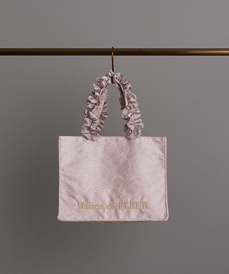 Maison de FLEUR「レースフリルハンドルスクエアトートSバッグ」|トートバッグ|ピンク