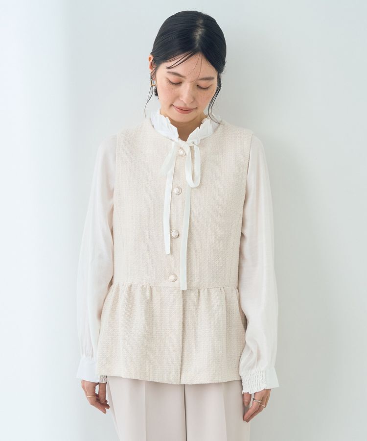 YECCA VECCA「ツイードペプラムジレ」|ベスト・ジレ|