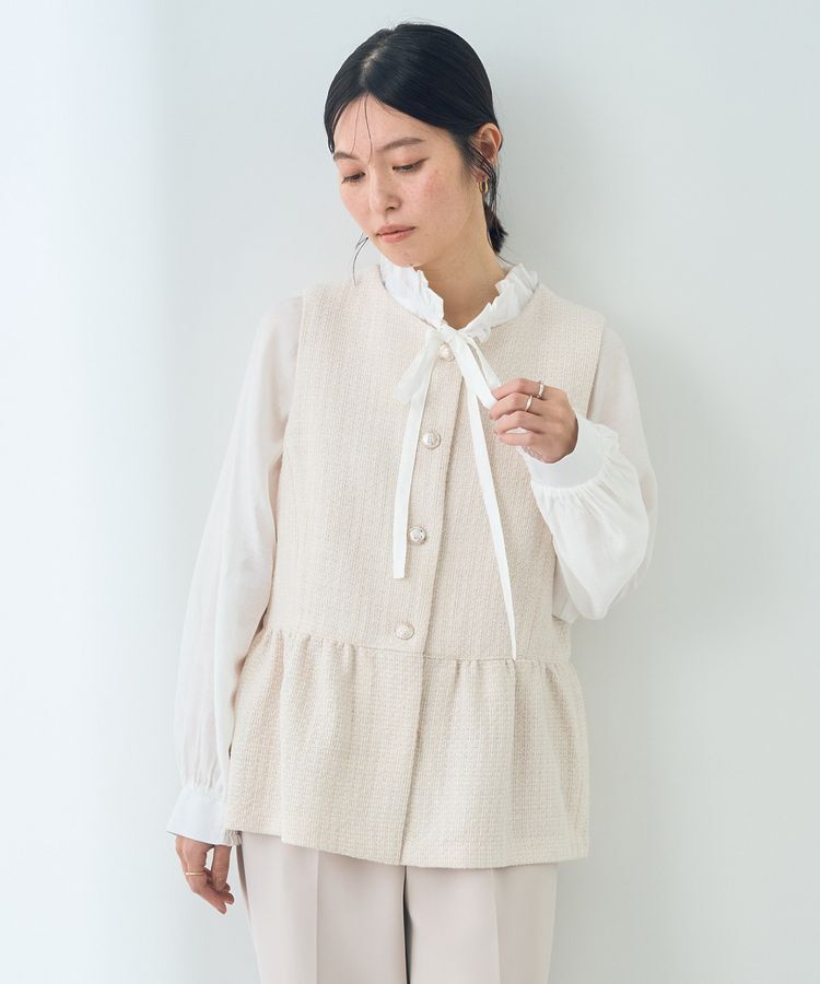 YECCA VECCA「ツイードペプラムジレ」|ベスト・ジレ|