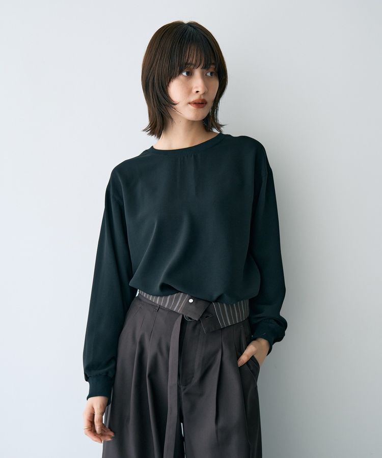 YECCA VECCA「リブMIXジョーゼットブラウス」|シャツ・ブラウス|