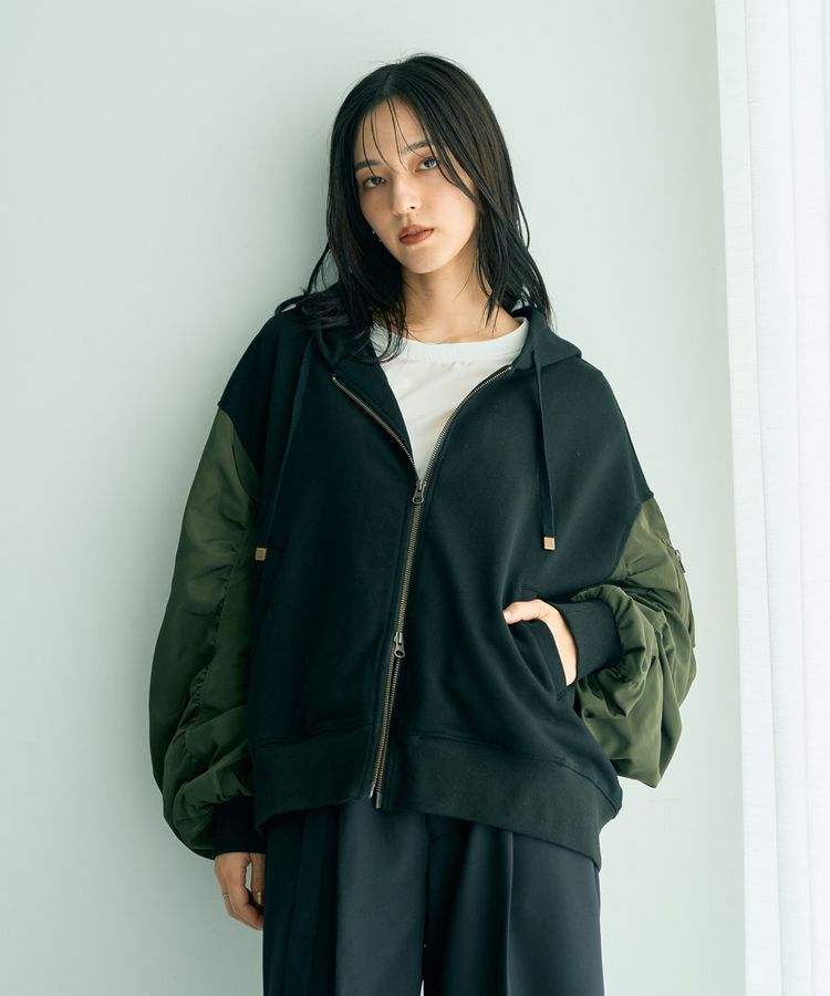 YECCA VECCA「リブMIXジョーゼットブラウス」|シャツ・ブラウス|