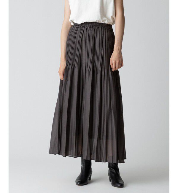 allureville「オーガンジーフェードプリーツスカート」|スカート|チャコールグレー