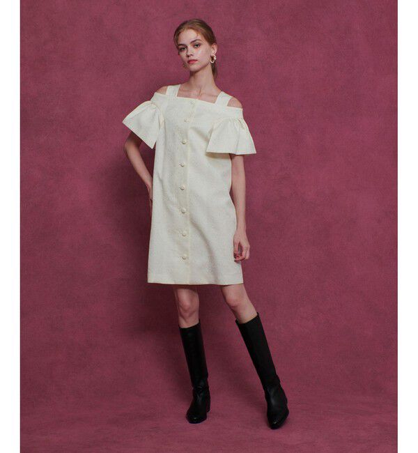 LOULOU WILLOUGHBY「【LOULOU WILLOUGHBY】フラワージャガードミニワンピース」|ワンピース|