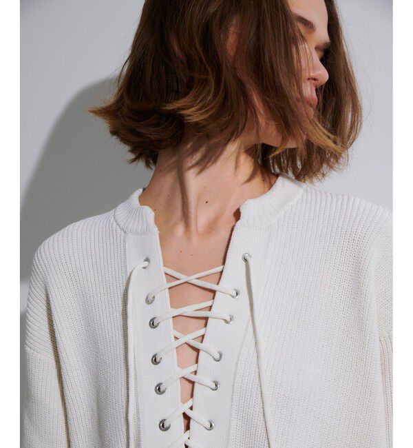 allureville「レースアップバルキープルオーバー」|ニット・セーター|