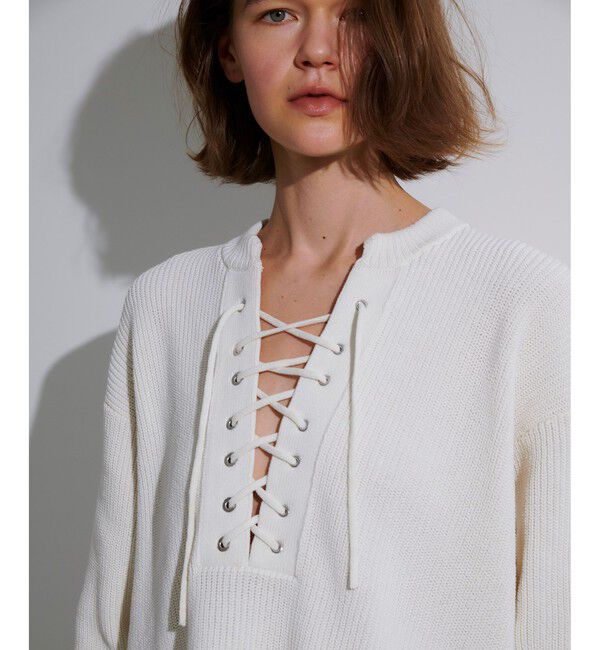 allureville「レースアップバルキープルオーバー」|ニット・セーター|