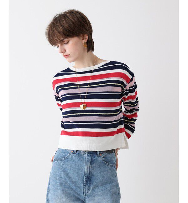 allureville「異素材ＭＩＸマルチボーダープルオーバー」|ニット・セーター|