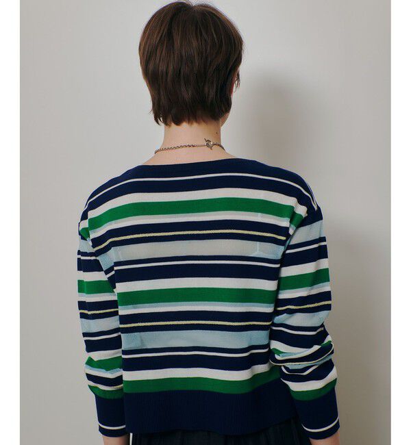 allureville「異素材ＭＩＸマルチボーダープルオーバー」|ニット・セーター|