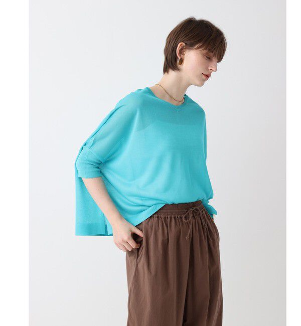 allureville「シャイニーシアープルオーバー」|ニット・セーター|ブルー