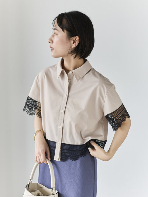 Te chichi「レースヘムクロップトシャツ」|シャツ・ブラウス|