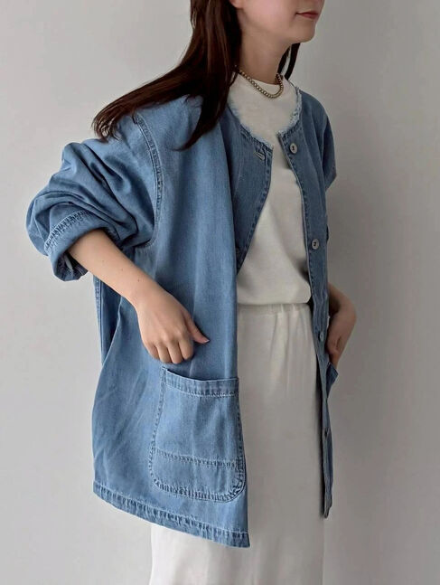 Samansa Mos2「デニムカバーオール」|ブルゾン・スタジャン|