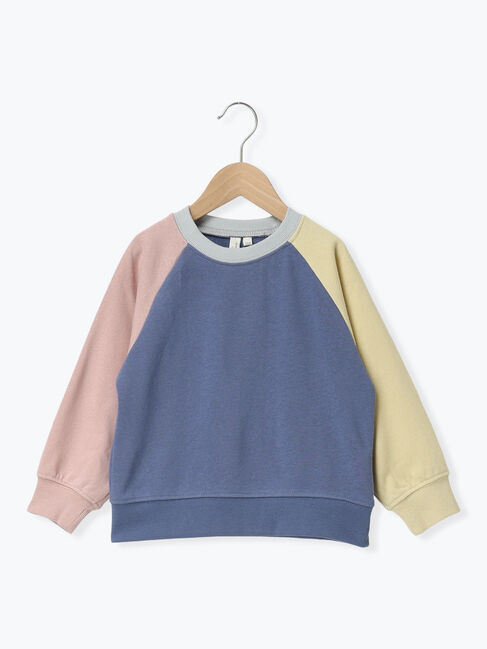 Samansa Mos2 Lagom「クレイジー配色ラグラントレーナー」|Tシャツ・カットソー|ブルー