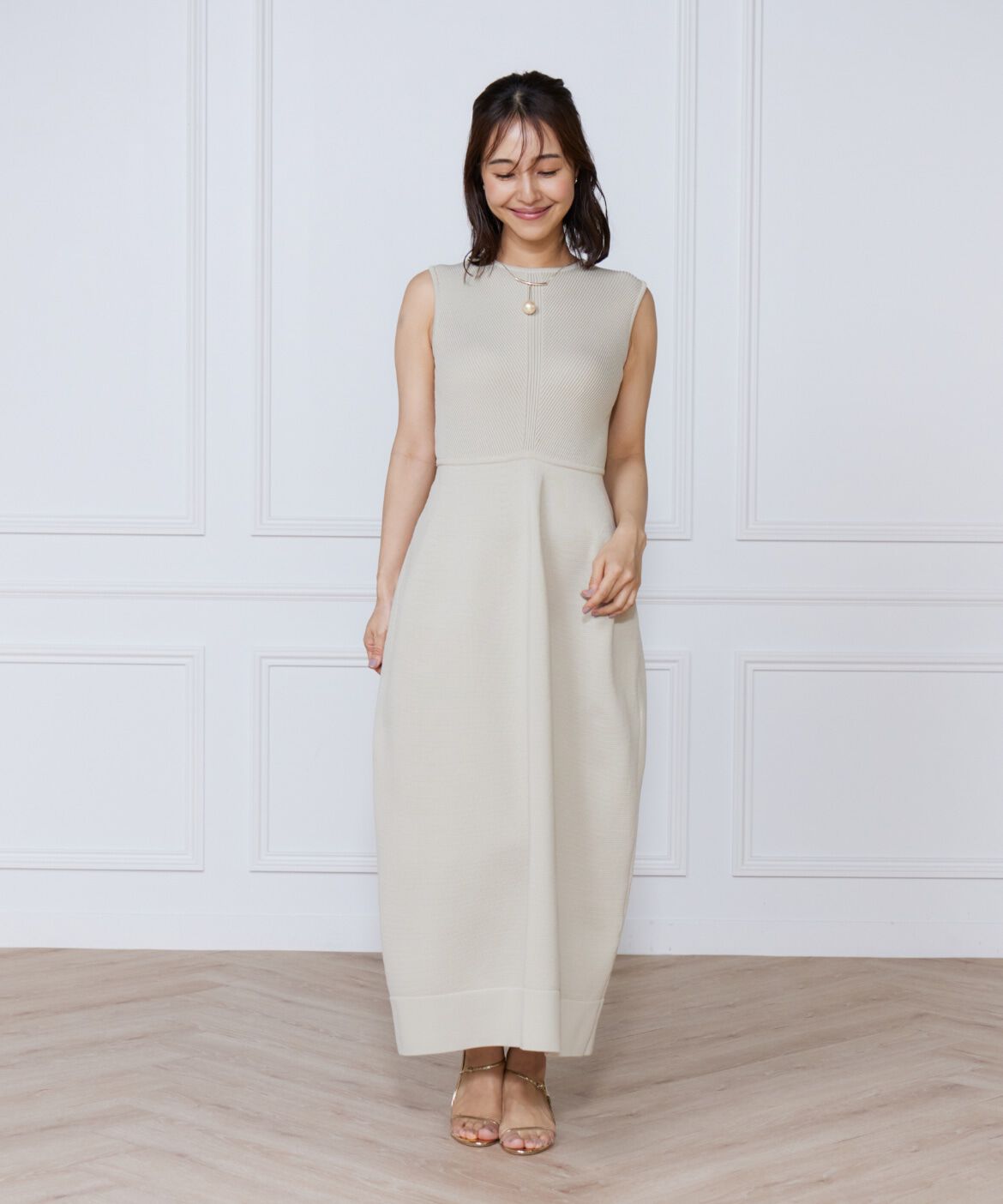 ef-de Black「リブ&times;天竺ベルシェイプニットワンピース」|ワンピース|