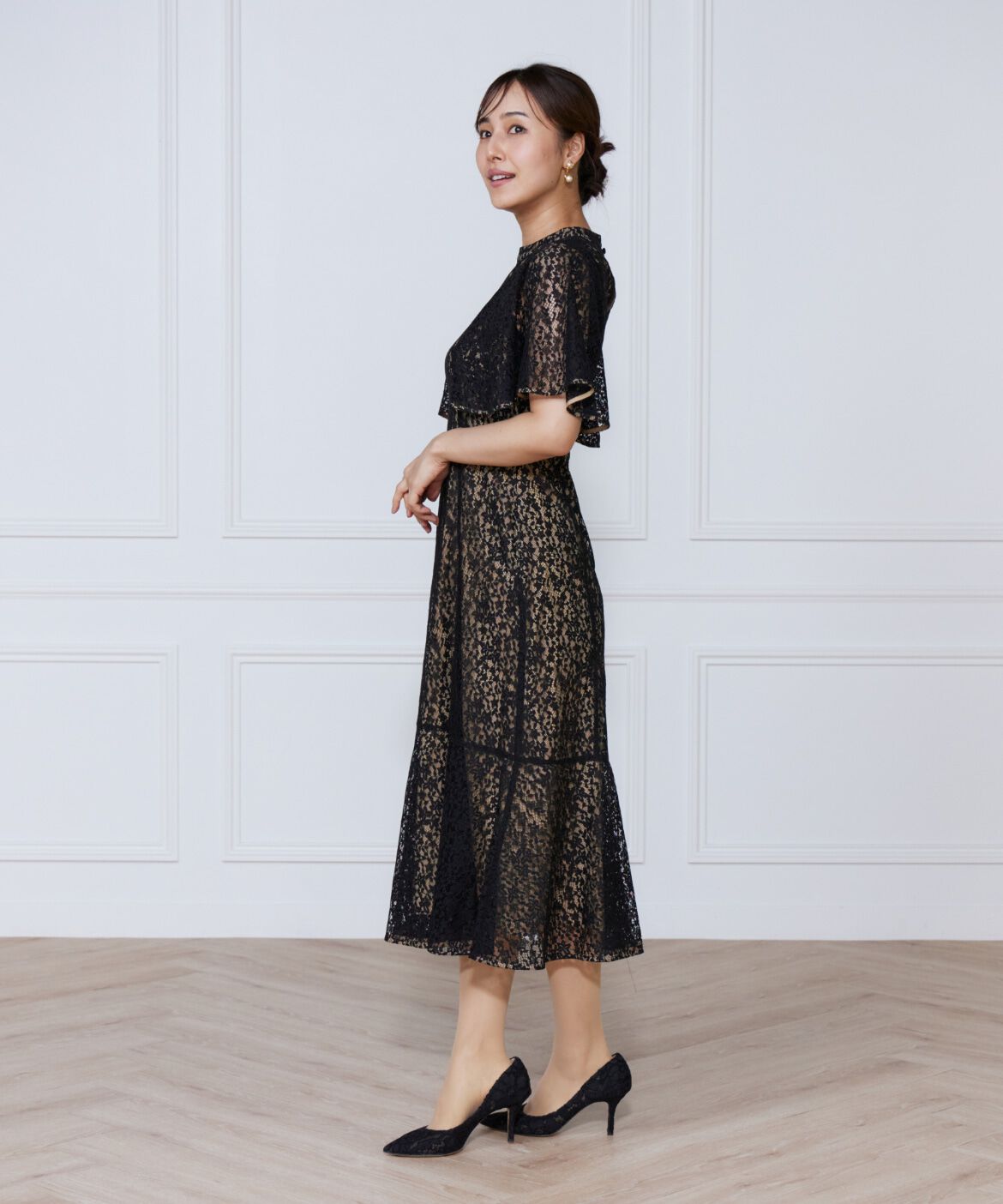 ef-de Black「配色レースマーメイドワンピース」|ワンピース|