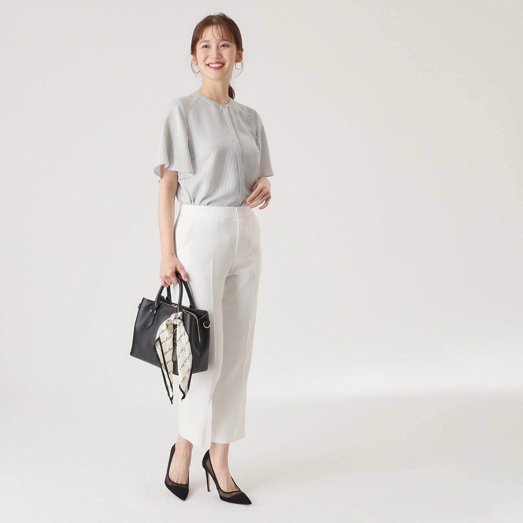 COUP DE CHANCE「【洗える／ストライプ柄】フレア袖ブラウス」|シャツ・ブラウス|