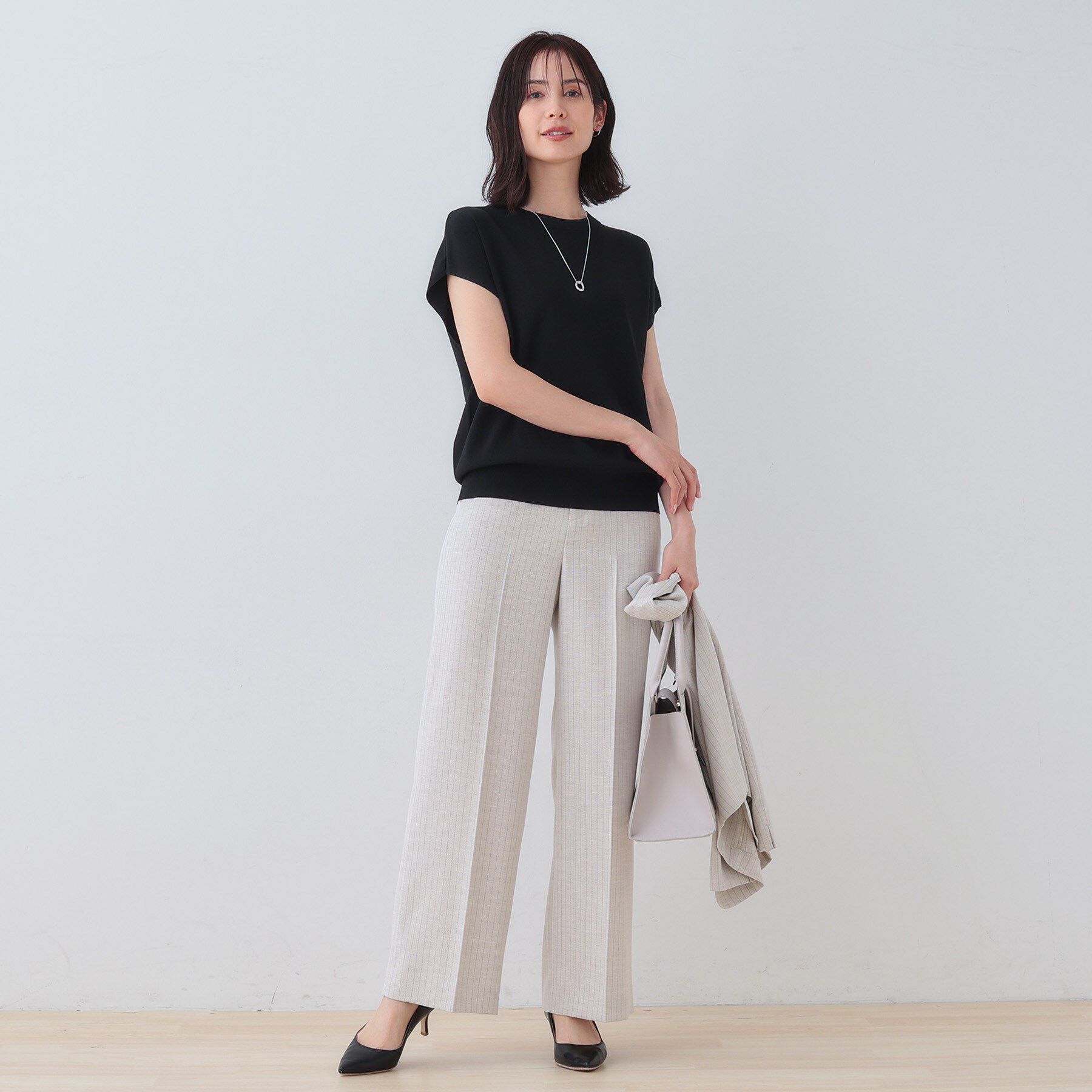 INDIVI「【洗える／SETUP可能】フレンチスリーブ イージーニット」|ニット・セーター|