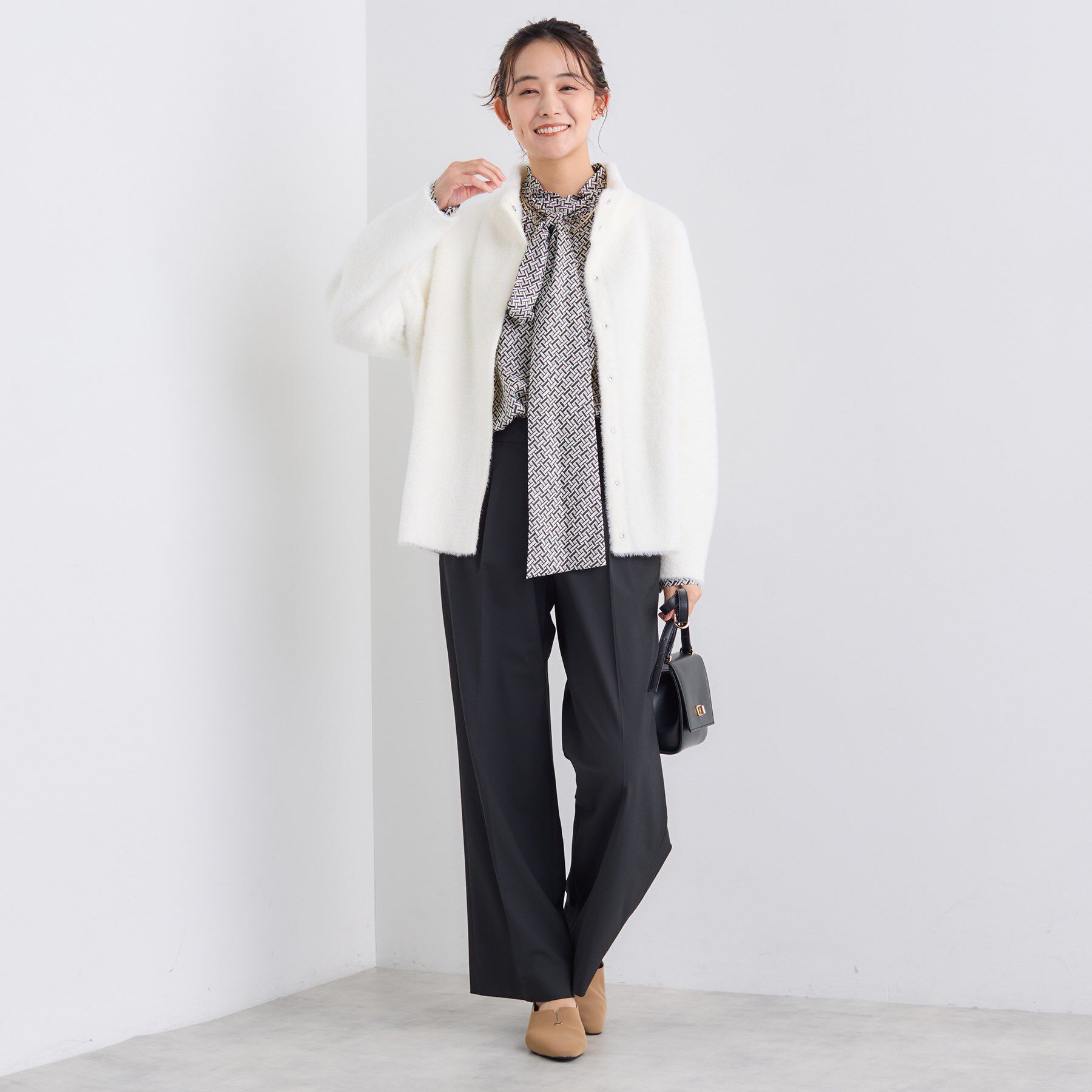 INDIVI「スタンドネック シャギーモールニット」|ニット・セーター|