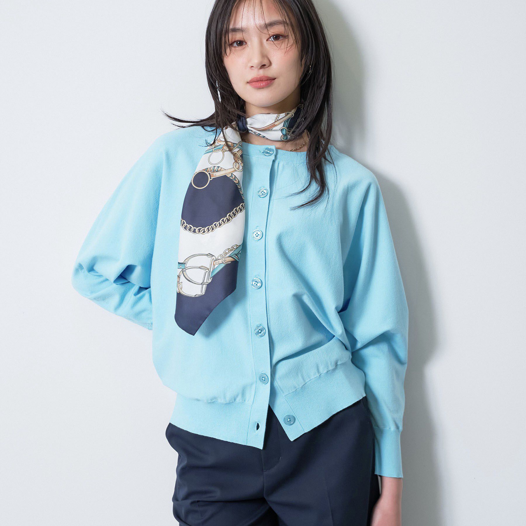 INDIVI「【洗える／前後2WAY／アンサンブル可能】ドルマンスリーブカーディガン」|カーディガン|ブルー(092)