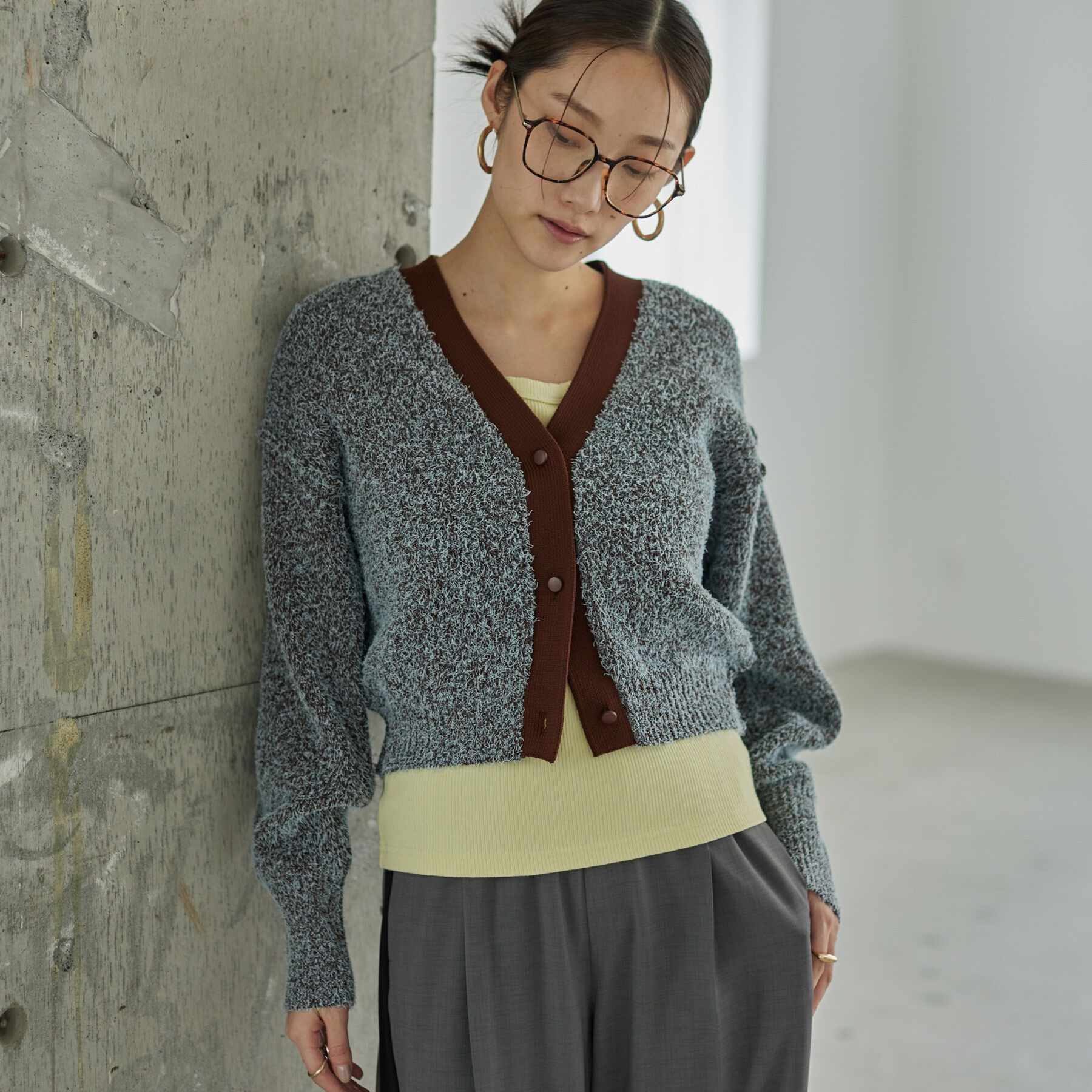 GALLEST「ファンシーヤーンVネックカーディガン」|カーディガン|サックスブルー(99