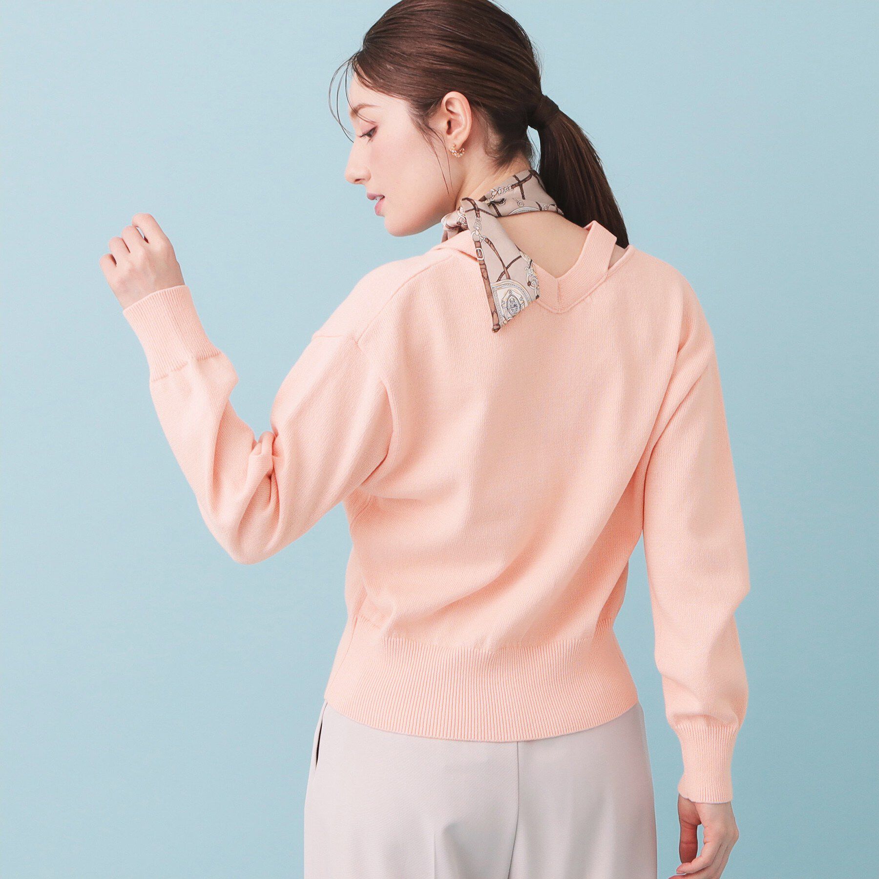 index「ラメリリースリットVネックカーディガン【洗濯機OK】」|カーディガン|