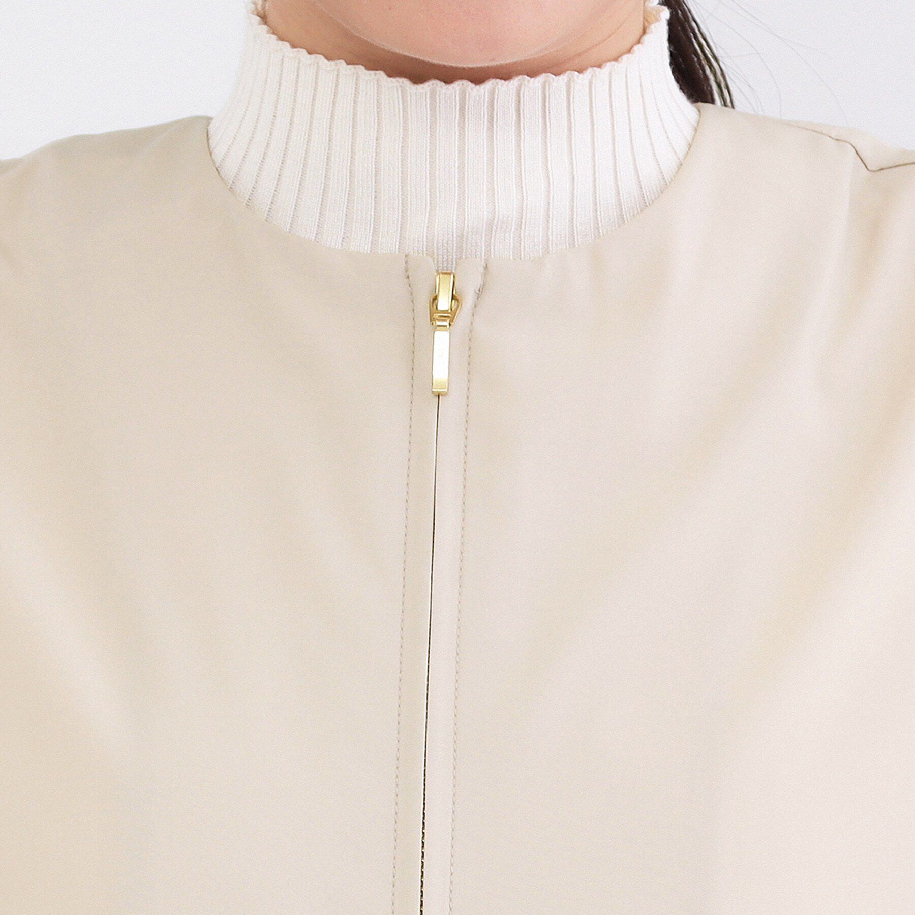 OPAQUE.CLIP「撥水ノーカラーペプラムブルゾン【洗濯機OK/抗ピル】」|ブルゾン・スタジャン|