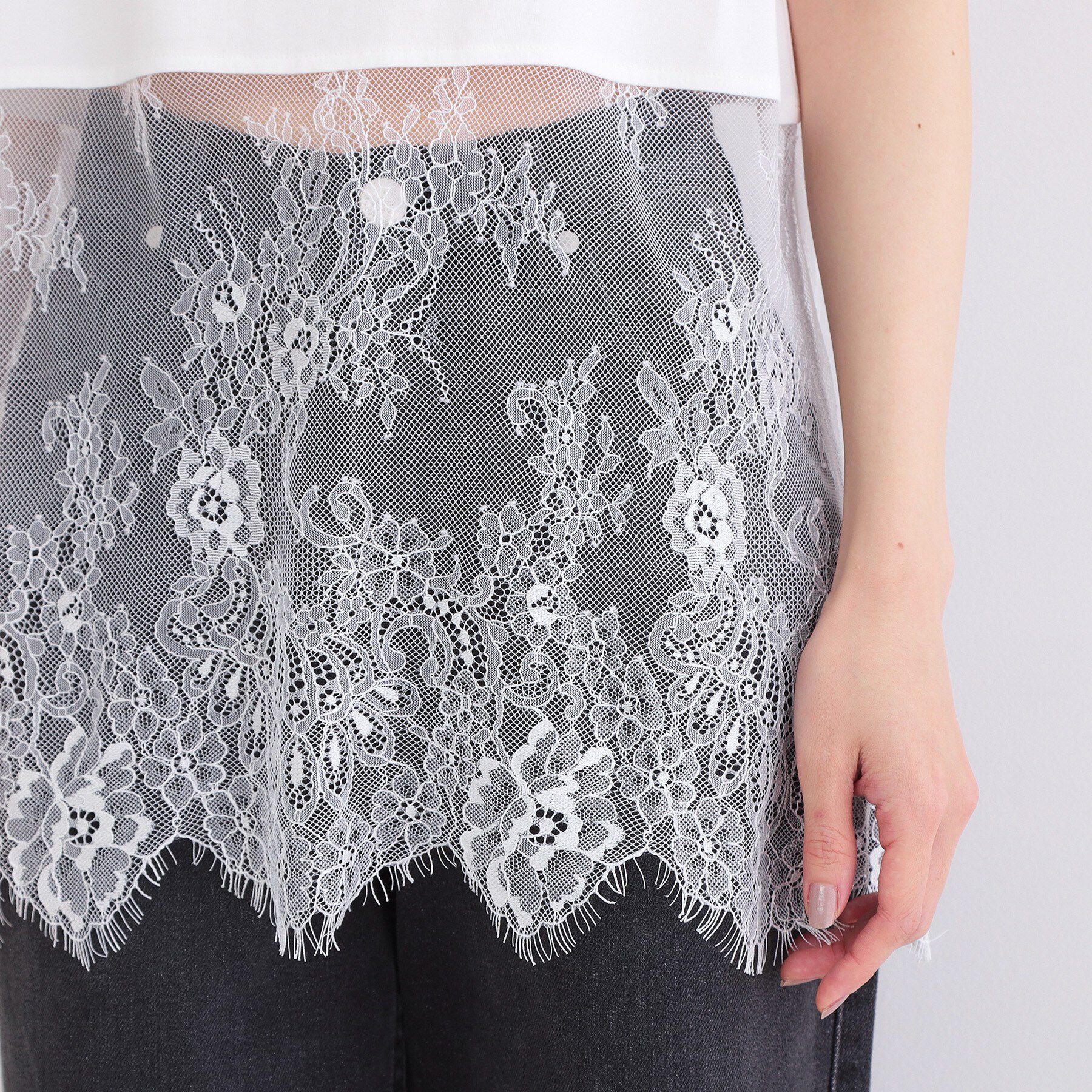 OPAQUE.CLIP「裾レースタンクトップ【洗濯機OK】」|キャミソール|