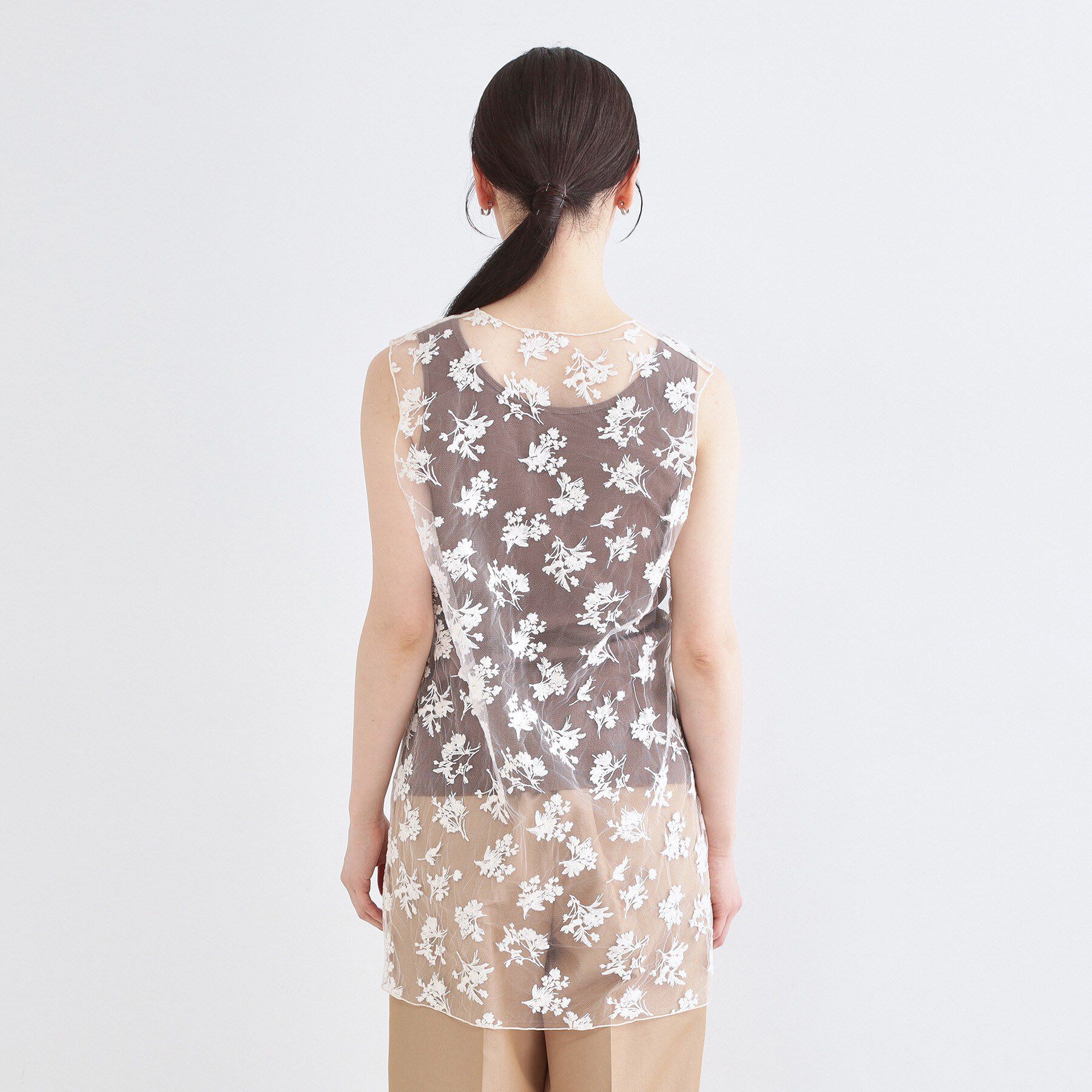 OPAQUE.CLIP「シアー刺繍チュニックブラウス【洗濯機OK】」|シャツ・ブラウス|