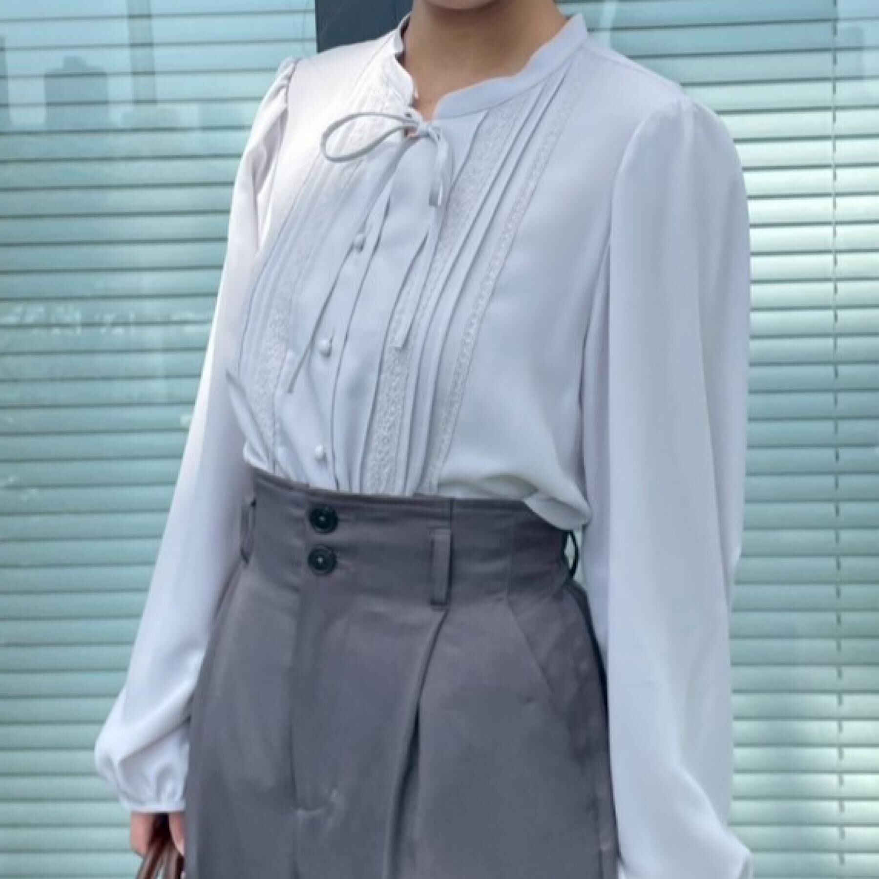 Couture broach「【大人可愛い・通勤】ピンタックレースブラウス」|シャツ・ブラウス|