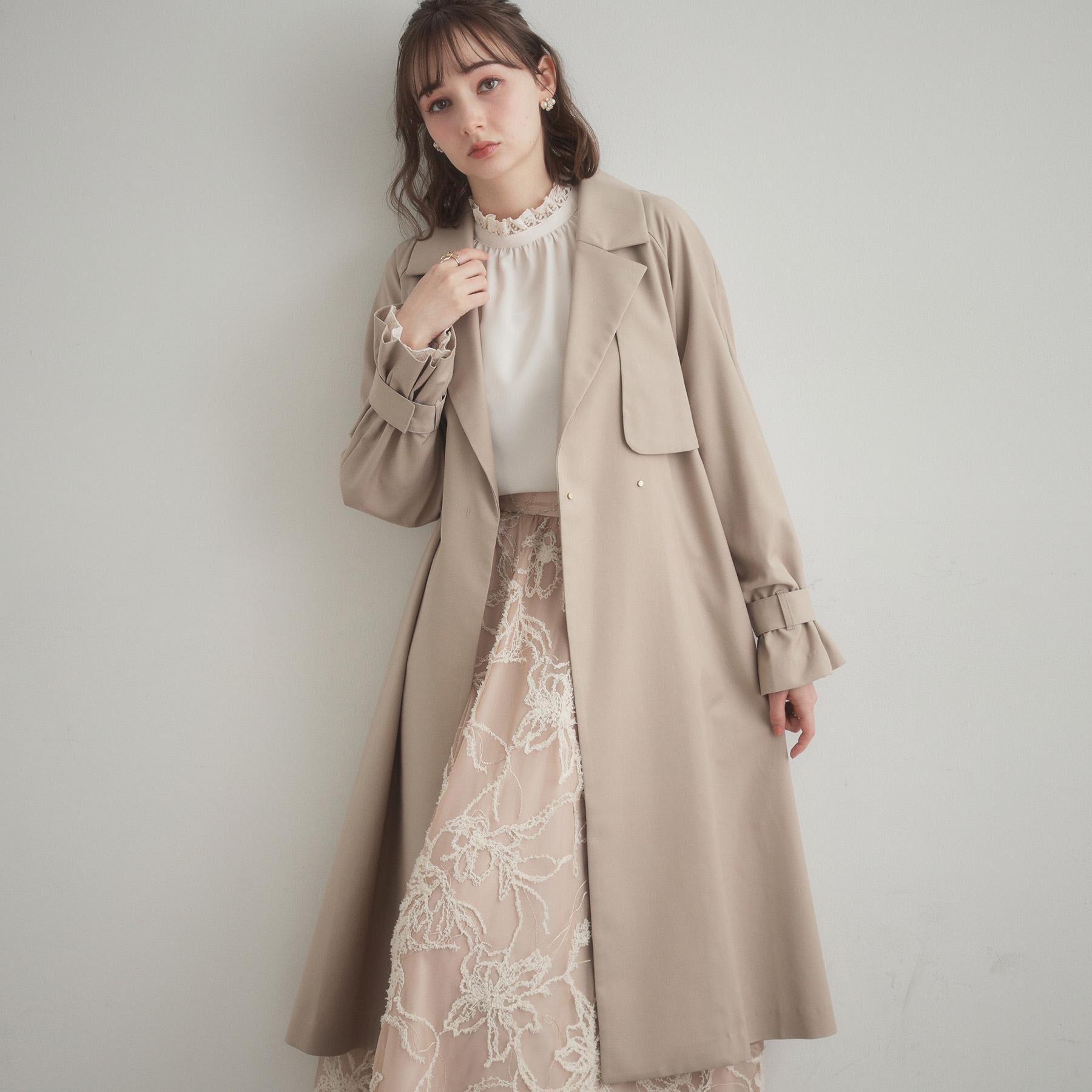 Couture broach「【撥水・ハレの日・通勤】ロングトレンチコート」|トレンチコート|