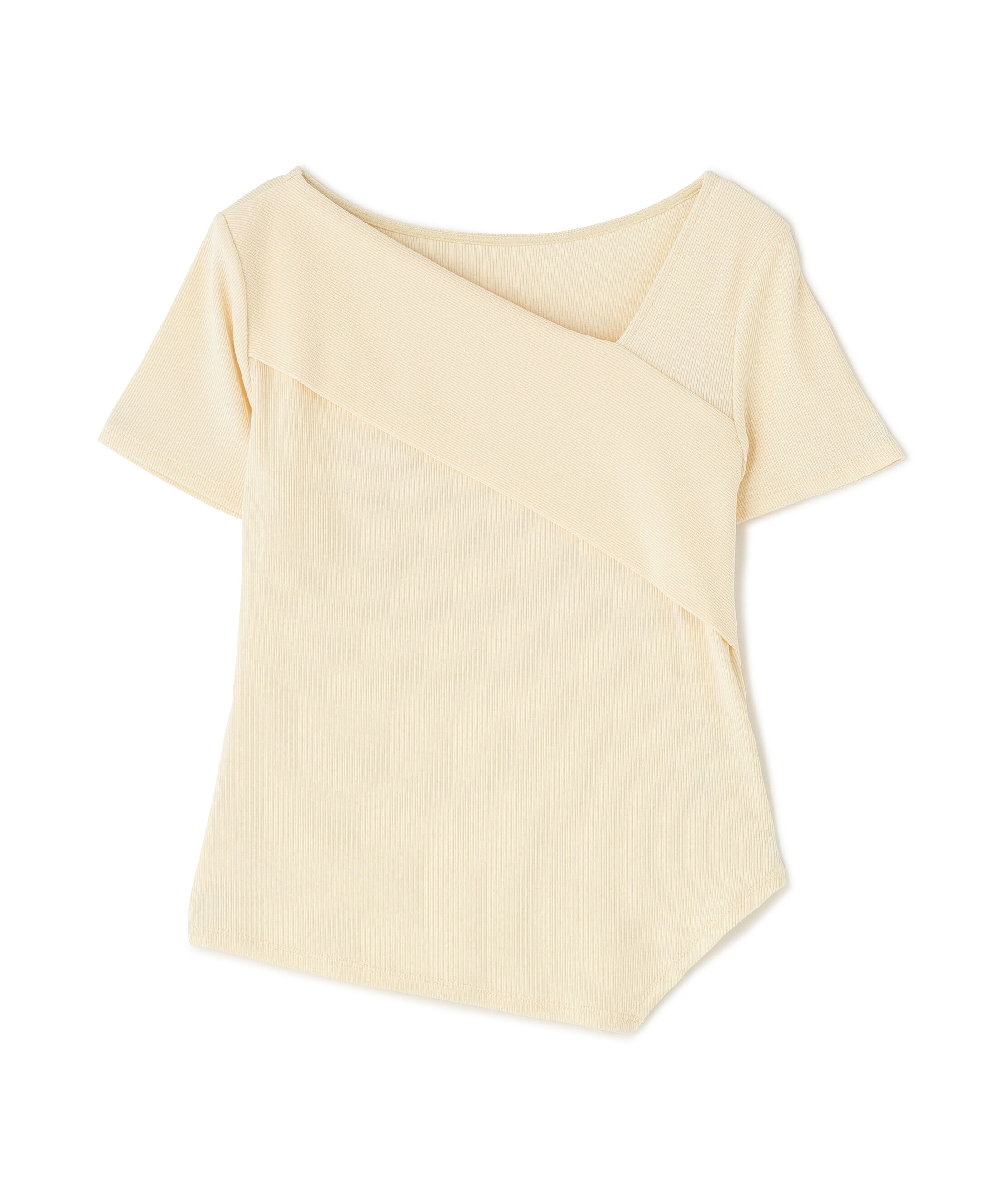  「アシメネックリブカットソー」|Tシャツ・カットソー|