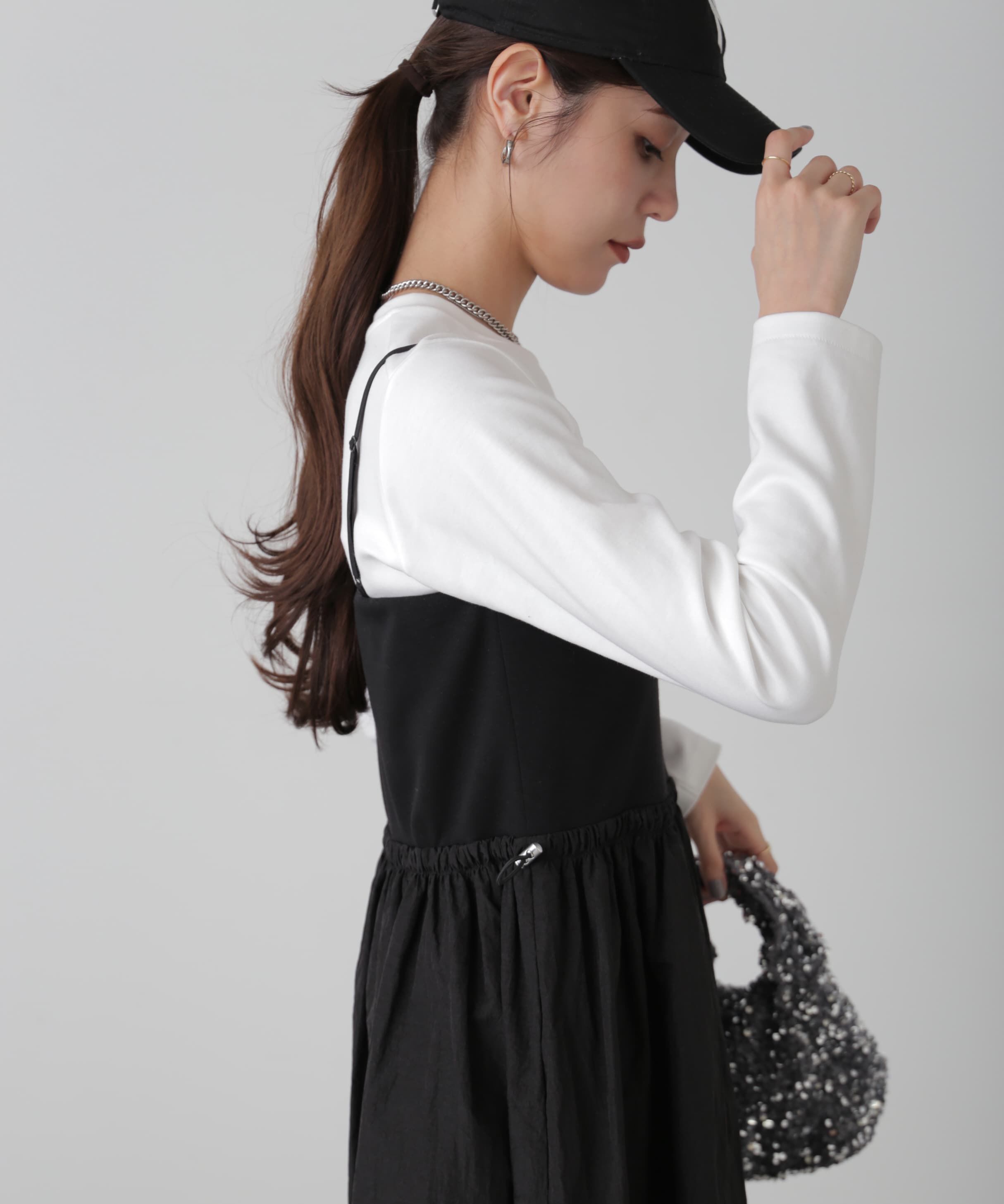  「異素材ドッキングキャミワンピース」|ワンピース|