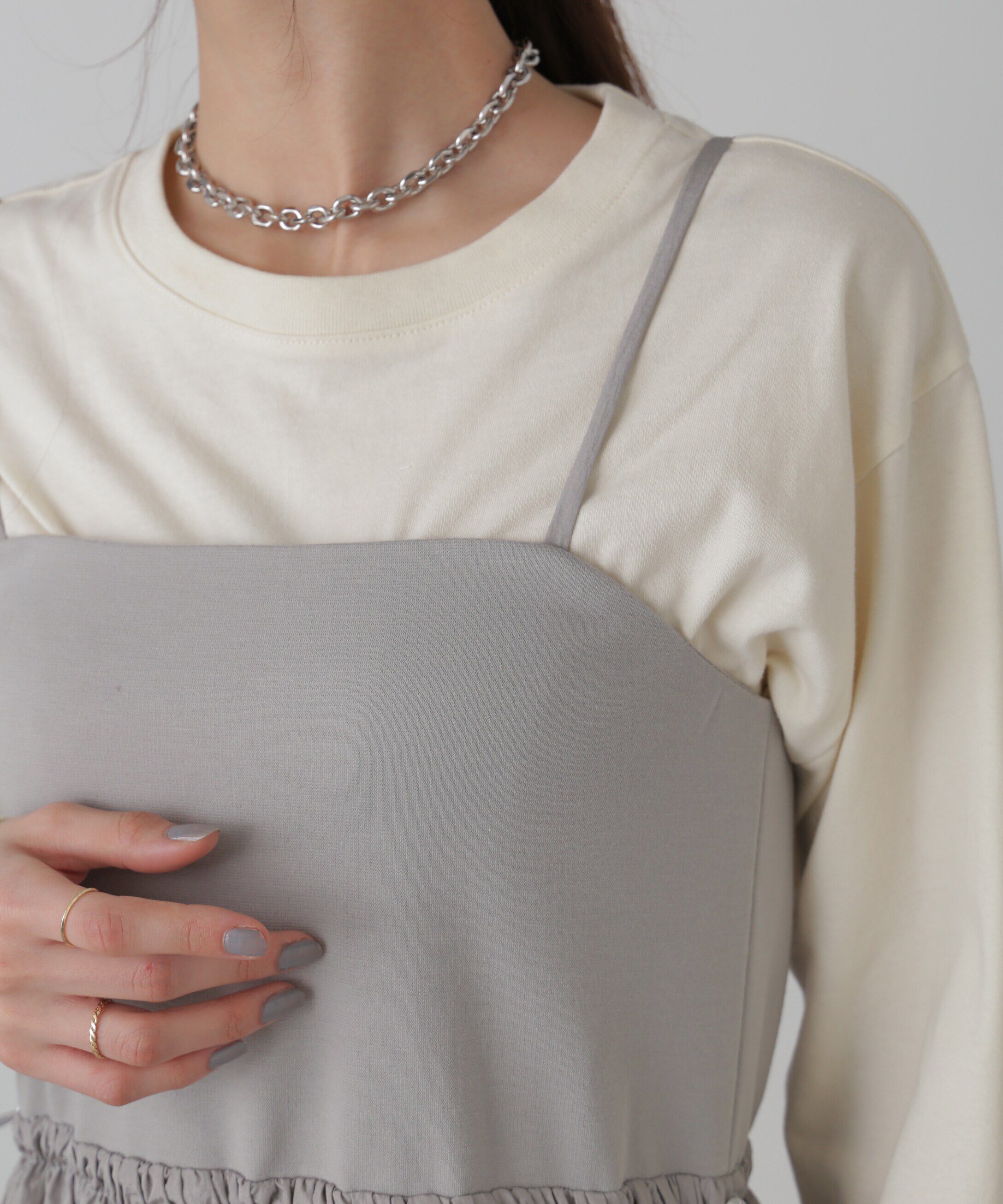  「異素材ドッキングキャミワンピース」|ワンピース|