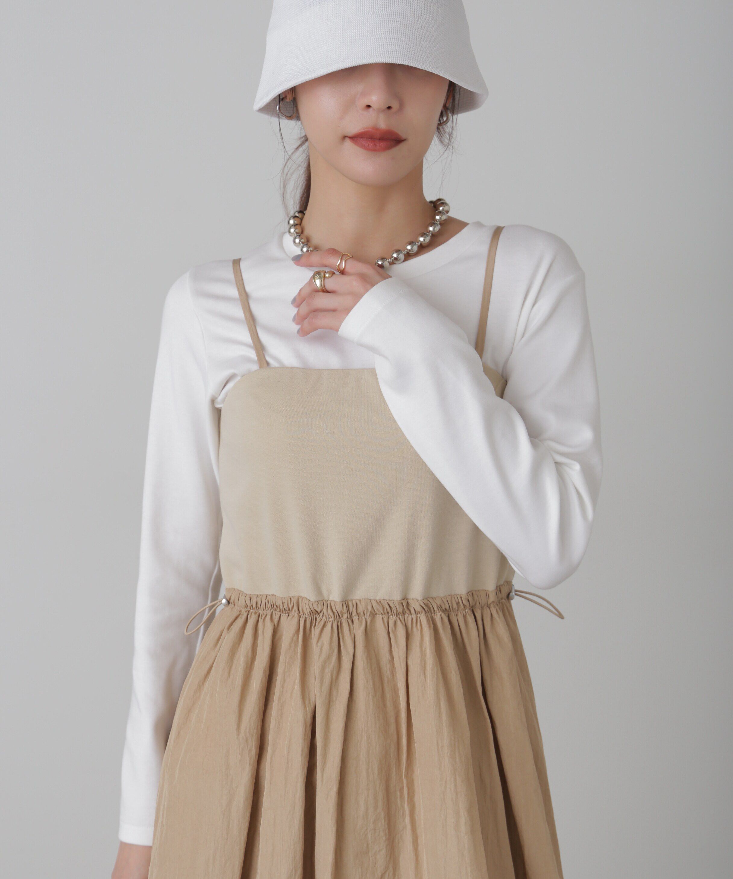  「異素材ドッキングキャミワンピース」|ワンピース|