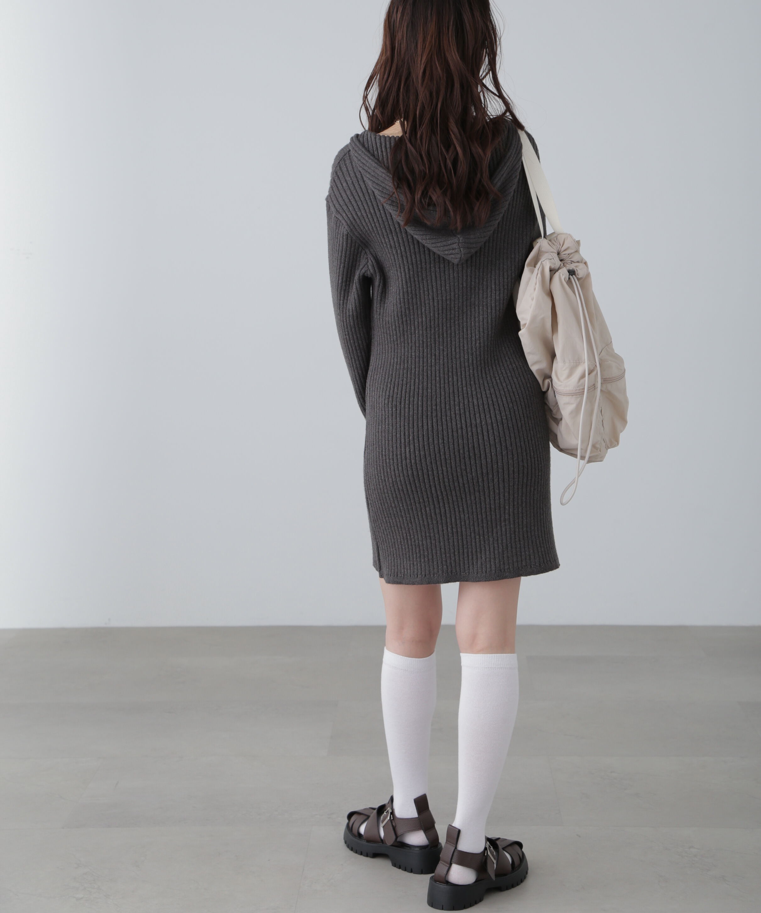  「フード付きニットミニワンピース」|ワンピース|