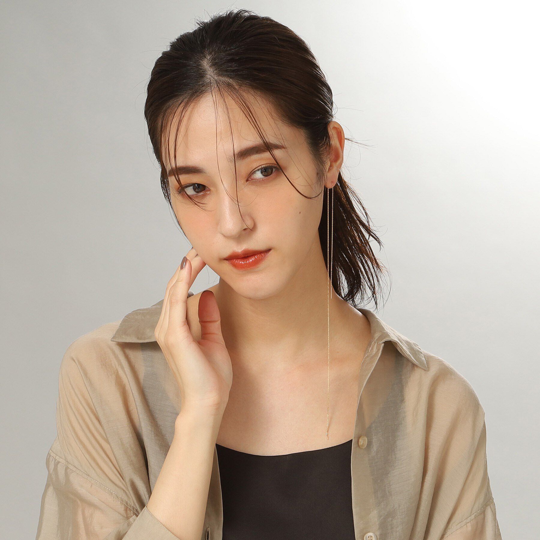 COCOSHNIK「K10スパイクトリプルロング スタッドピアス（片耳用）」|ピアス|