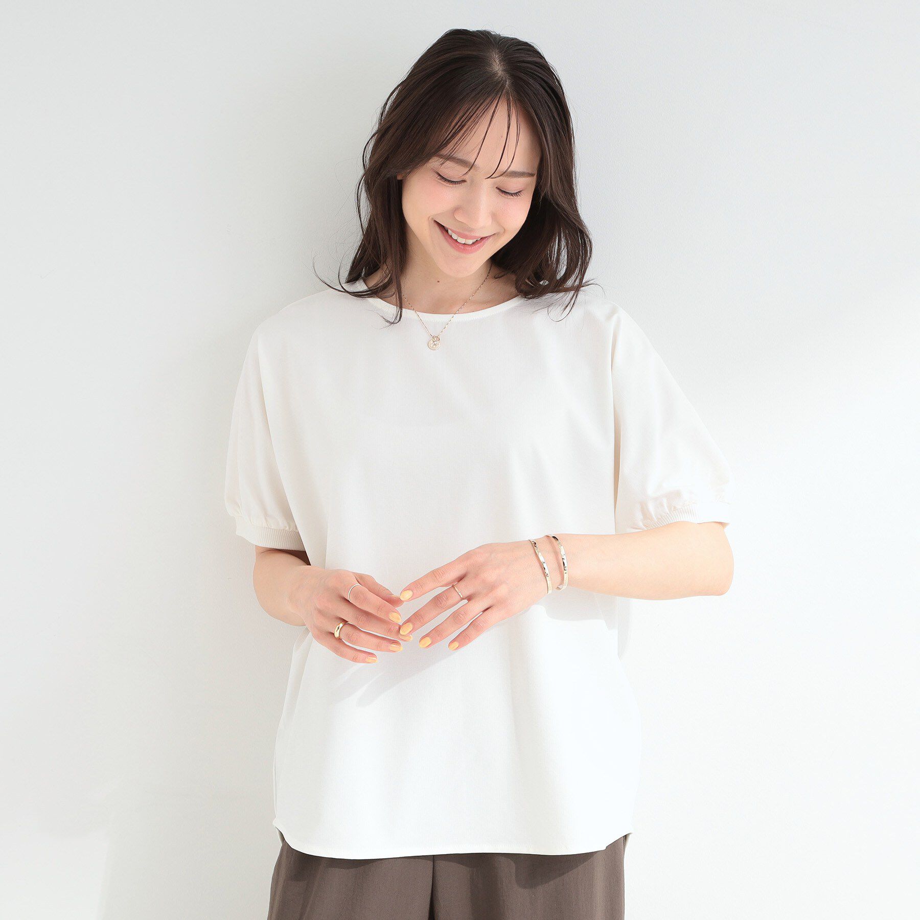 SHOO･LA･RUE「【ひんやり/洗濯後しわになりにくい】大人のパフスリーブ ドルマンブラウス」|シャツ・ブラウス|