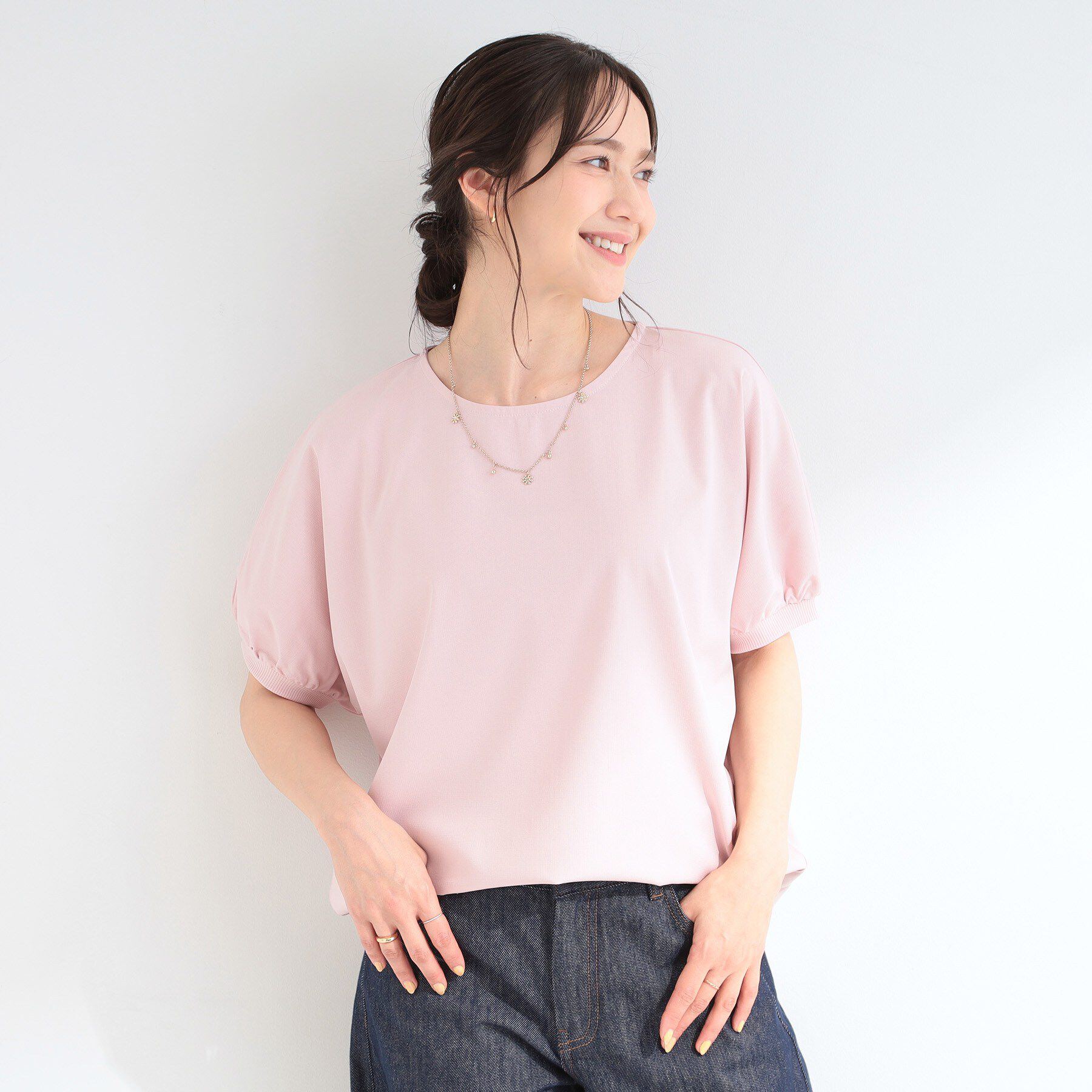 SHOO･LA･RUE「【ひんやり/洗濯後しわになりにくい】大人のパフスリーブ ドルマンブラウス」|シャツ・ブラウス|