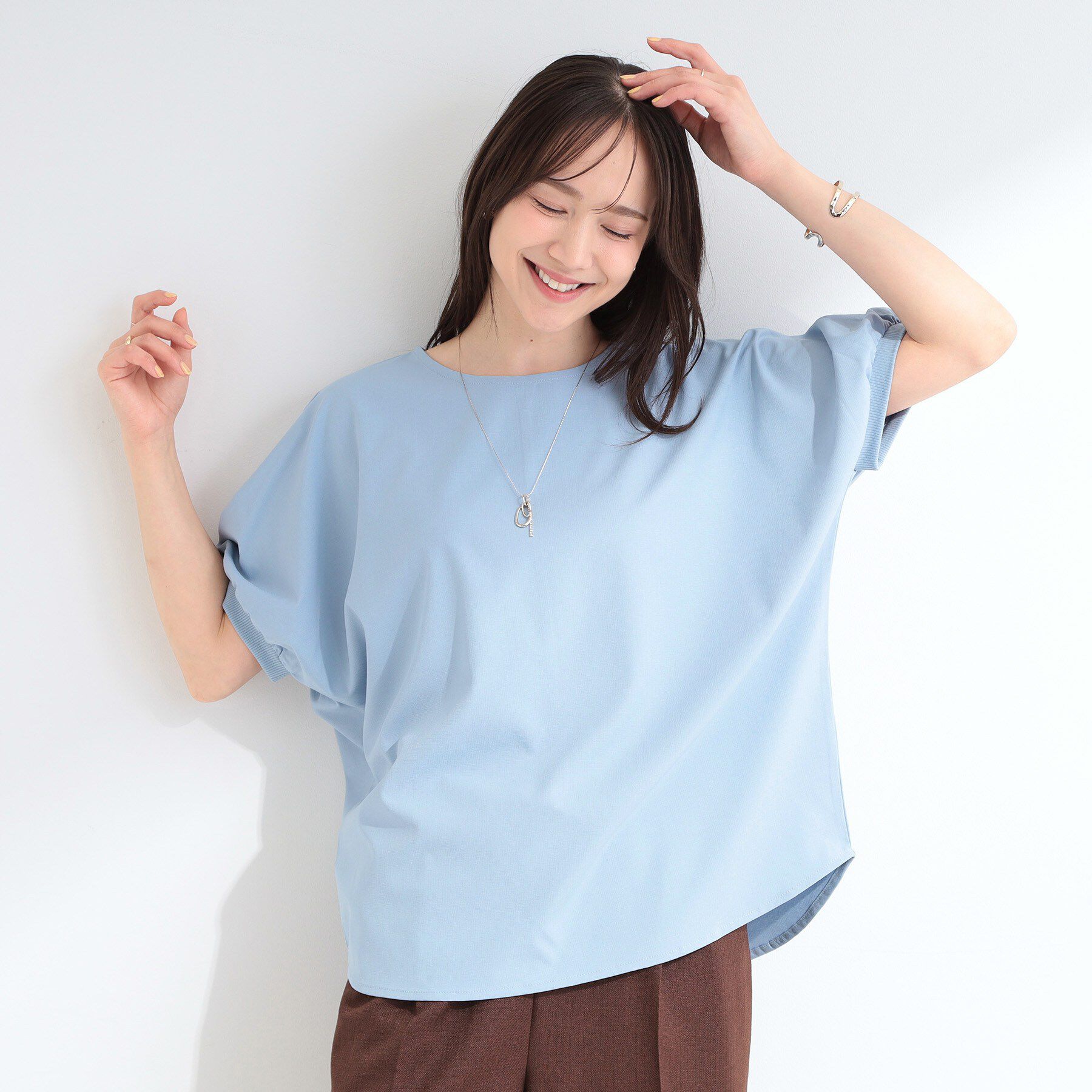 SHOO･LA･RUE「【ひんやり/洗濯後しわになりにくい】大人のパフスリーブ ドルマンブラウス」|シャツ・ブラウス|