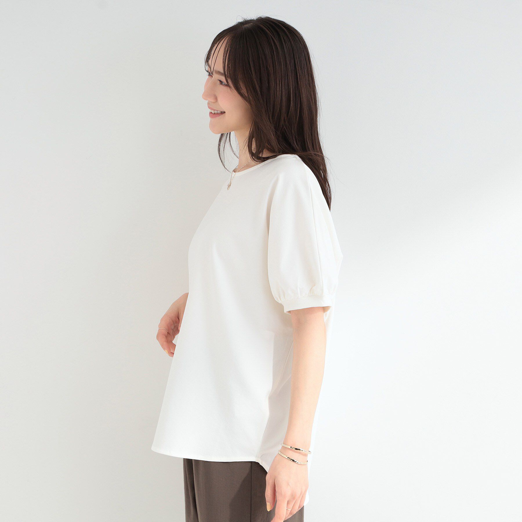 SHOO･LA･RUE「【ひんやり/洗濯後しわになりにくい】大人のパフスリーブ ドルマンブラウス」|シャツ・ブラウス|