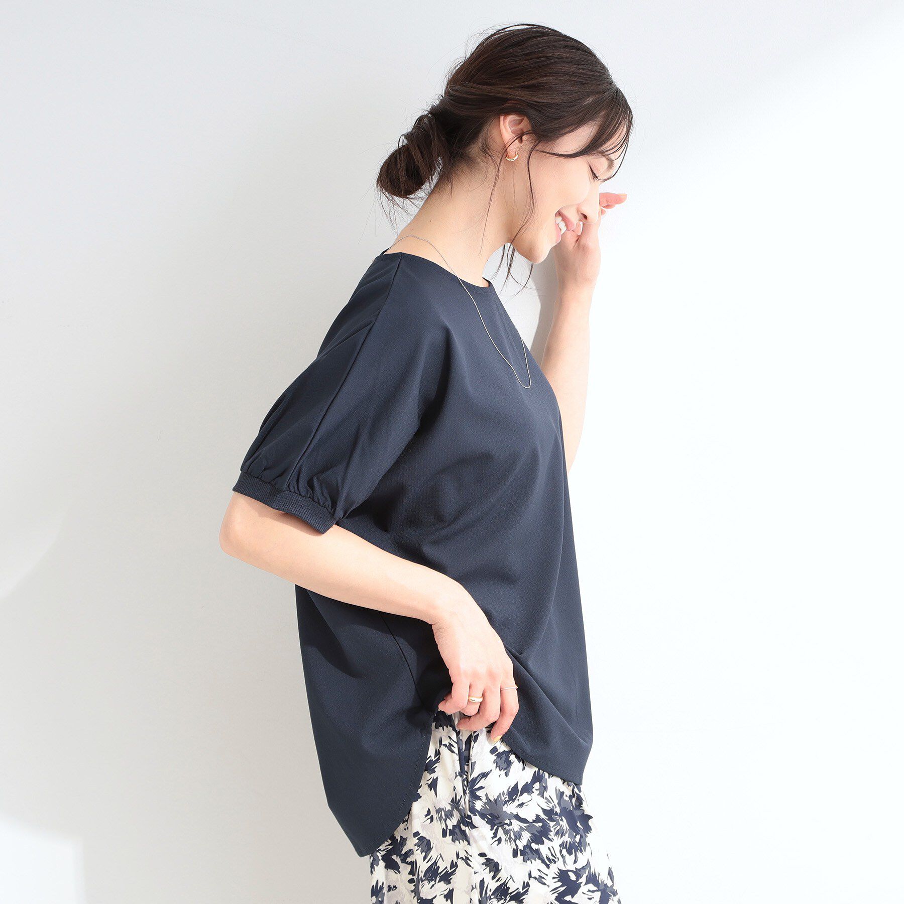 SHOO･LA･RUE「【ひんやり/洗濯後しわになりにくい】大人のパフスリーブ ドルマンブラウス」|シャツ・ブラウス|