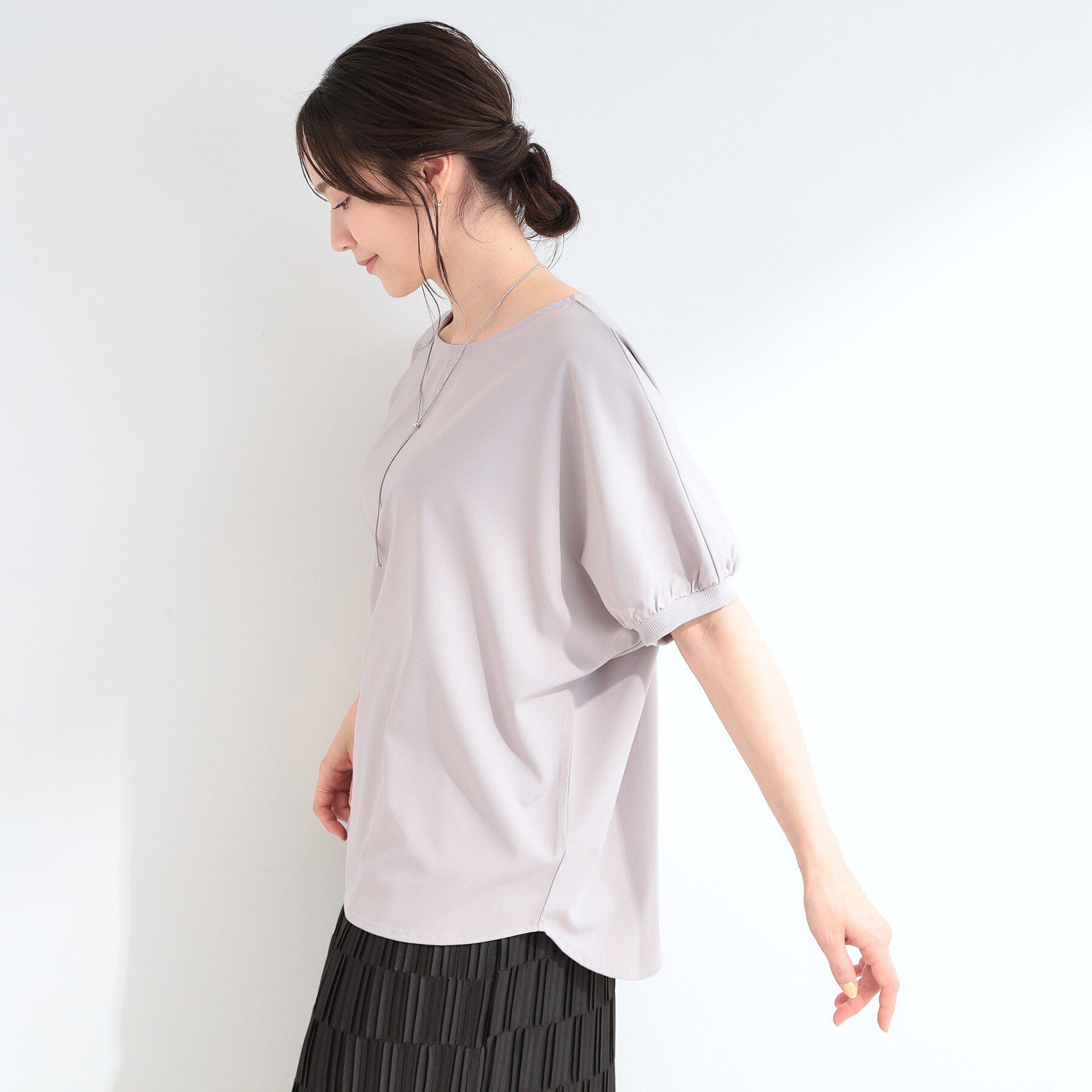 SHOO･LA･RUE「【ひんやり/洗濯後しわになりにくい】大人のパフスリーブ ドルマンブラウス」|シャツ・ブラウス|