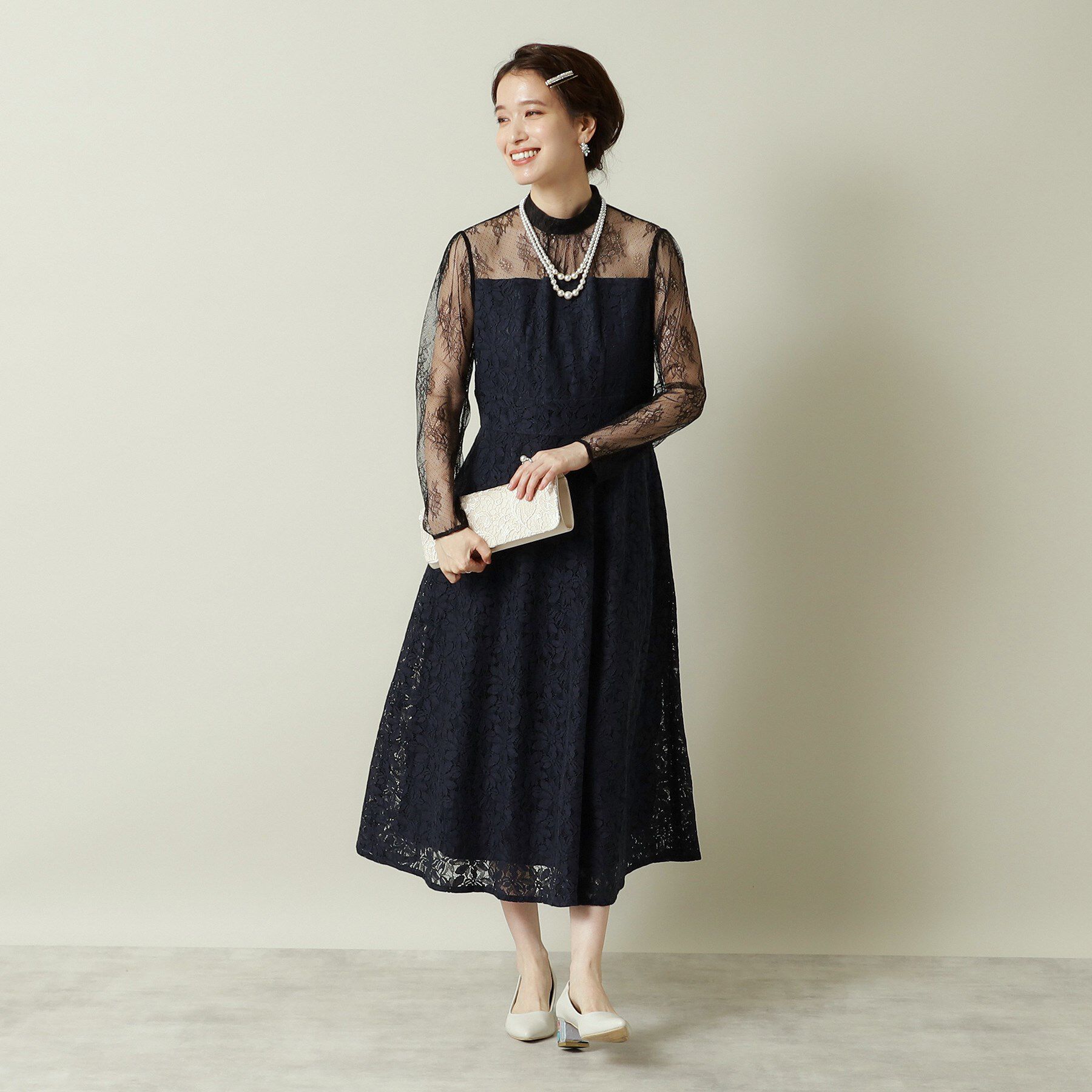 ITS&rsquo;DEMO「【結婚式・パーティに】レースワンピース＜ドレスコレクション＞」|ワンピース|ネイビー(094)