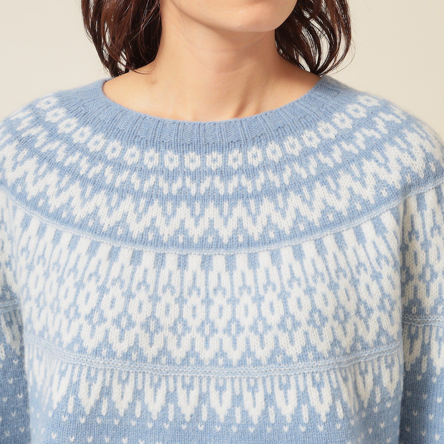 SunaUna「【ラメ混】ノルディック風ジャカード柄ニット」|ニット・セーター|