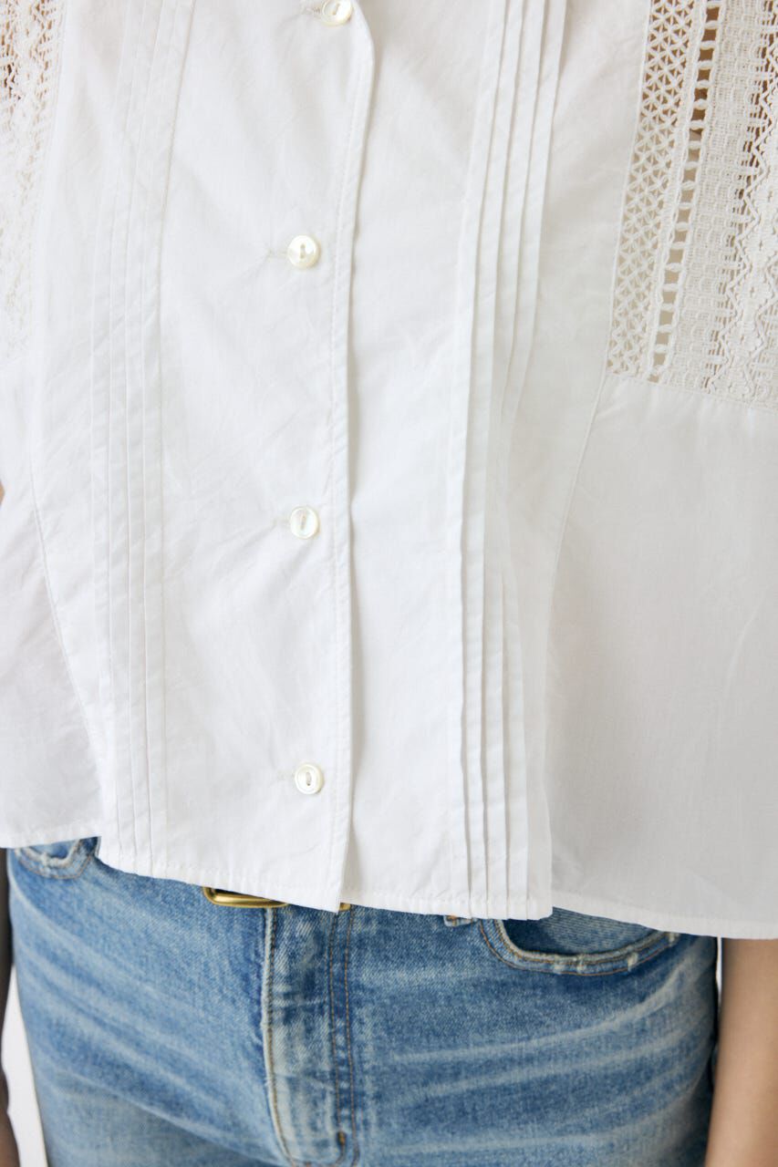 MOUSSY「LACE OPEN COLLAR シャツ」|シャツ・ブラウス|
